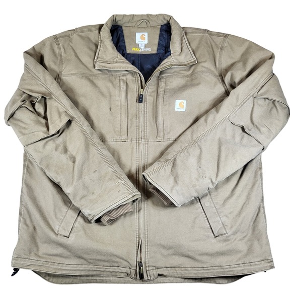 Carhartt Mens Full Swing Insulated Canvas Work Jacket 2XL Tall Beige Read* - Picture 1 of 15
